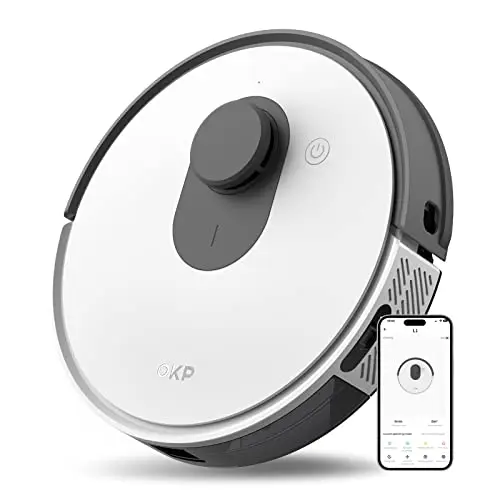 OKP Life Lidar Robot Vacuum Cleaner 4000Pa Suction Power, No-Go Zone, LiDAR Navigation, Smart Mapping Home Robotic Vacuum, Self-Charging, Wi-Fi/APP/Alexa Control, for Pet Hair, Carpet, Hard Floor