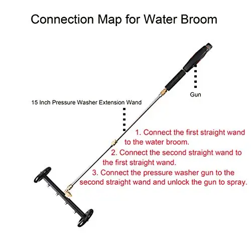 Tool Daily Dual-Function Undercarriage Cleaner,Surface Cleaner for Pressure Washer, 16 Inch, Underbody Car Wash Water Broom with 3 Pieces Extension Wand, 4000 PSI 8