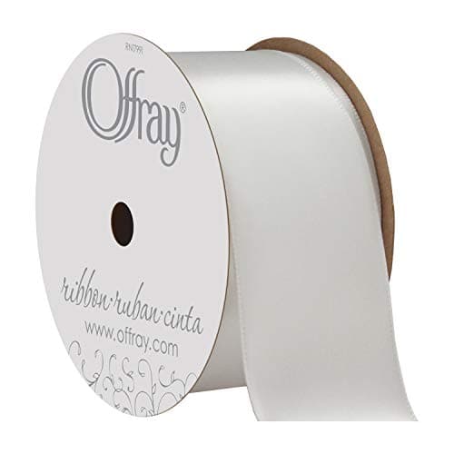 C.R. Gibson Berwick Offray 061183 1.5" Wide Single Face Satin Ribbon, White , 4 Yds