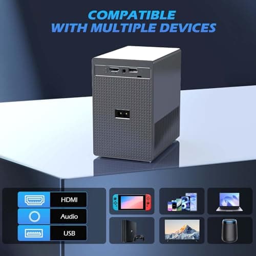 Mini Projector with Wifi and Bluetooth, Portable Projector 4k Home Theater Movie Projector, Smart Projectors Compatible with iOS/Android/TV Stick/HDMI/PS5, 15000 Lumen, Native 1080P, 4K Supported 7