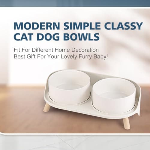 Elevated Ceramic Dog Bowl Set - Double Dog Feeding Bowls with Stand Splash Proof - Raised Dishes for Food and Water - Ideal for Small to Medium Dogs - 2 x 850 ml - 28.74 oz 6
