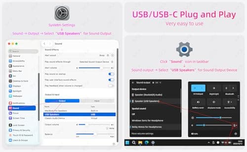 Computer Speakers Soundbar for Desktop PC Mac, USB Plug-in, Wired, External Speakers for Laptop Desk Monitor, RGB Gaming Sound bar with HD Stereo Loud Sound, Punchy Bass, Volume Knob, USB C Adapter 7