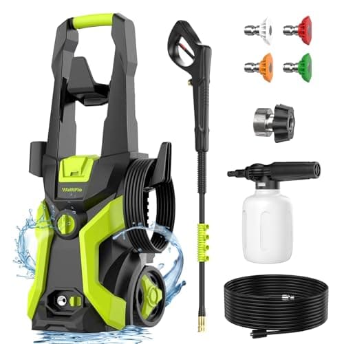 Pressure Washer, Power Washer with 4 Quick-Connect Nozzles, Foam Cannon, High Pressure Washer for Cars, Decks, Driveways, Home, Patios, Green