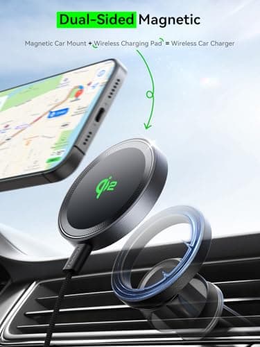 THREEKEY Qi2 MagSafe Charger, Magnetic Charger for iPhone 17/16/15/14/13/12 Series & Galaxy S25 Ultra, Qi2 Wireless Charger Dual-Sided Magnets, 15W Fast Charging Pad with 5FT USB-C Cable (Black) 6