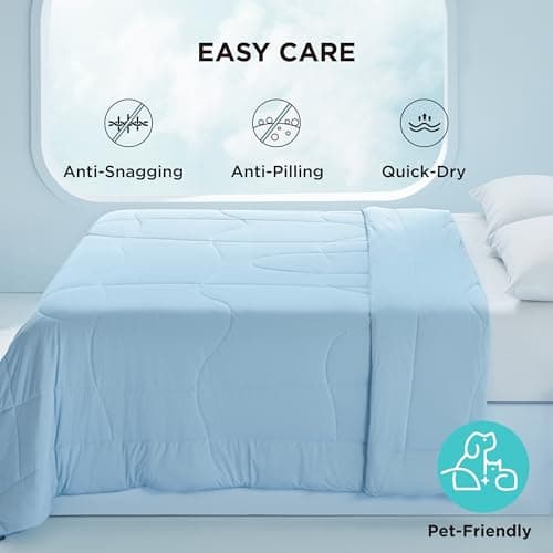 Bedsure Cooling Comforter King Size - Cooling Blankets for Hot Sleepers, Lightweight Comforter for Summer with Dual-Sided Cool Tech, Soft Breathable Cold Blanket for Sleeping, Blue, 102x90 Inches 9