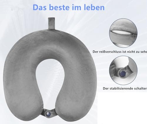GDEOUP Travel Pillow 100% Pure Comfortable U Shape Memory Foam Pillows Neck and Head Support Portable Travel Neck Pillow Suitable for Planes Airplane for Traveling,Train,Self-Drivingng Car,(Grey) 5