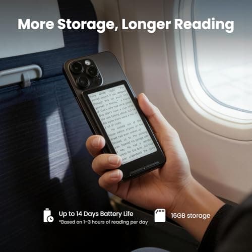 XTEINK X4 E-Book Reader, 4.3" Portable Pocket E-Ink eReader with Physical Page-Turn Buttons, Ultra-Thin 0.23 inch&2.72 oz, Magnetic-Ready Design, Distraction-Free Reading, 16GB Storage, Space Black 6