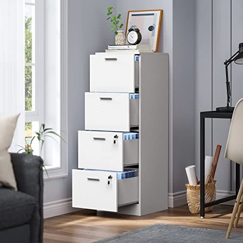YITAHOME File Cabinets for Home Office 4 Drawer Filing Cabinet Office Vertical Files Storage File Drawers for A4 & Letter-Sized Documents,White 6
