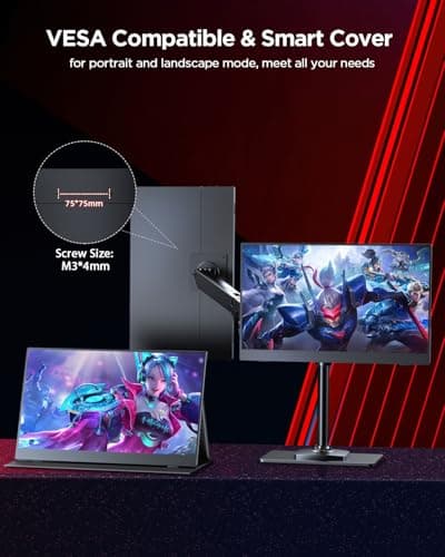 UPERFECT 2K 120Hz Portable Gaming Monitor, 16" 2560x1600 QHD 16:10 400 Nits Portable Monitor for Laptop w/VESA & Cover HDR Eye Care External Second Screen for PC Phone Game Console 5