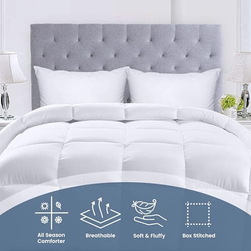 Utopia Bedding Comforters Twin Size, All Season Duvet Insert, Down Alternative Box Stitched Bed Comforter with Corner Tabs, Machine Washable (White) 4