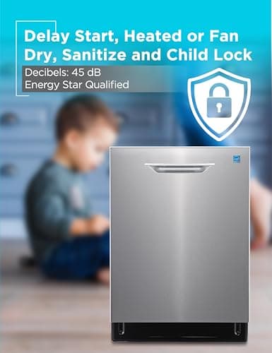 BLACK+DECKER 24" Designer Series Built-In Dishwasher, 14-Place Setting Capacity with Stainless Steel Tub, 6 Wash Programs and Smart Wash System, Low Noise, ENERGY STAR Certified, BDW400MS 7