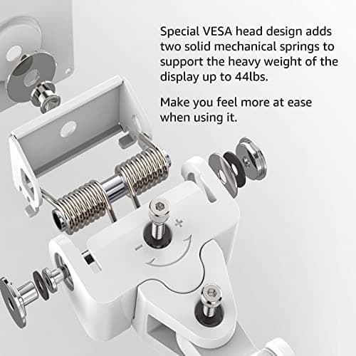 BEWISER Heavy Duty Monitor Arm Mount for 34-49 inches and Ultra 57 inches Screens,Weight Capacity Up to 44 lbs,Full Motion Height Swivel Adjustable Monitor Arm(White) 6