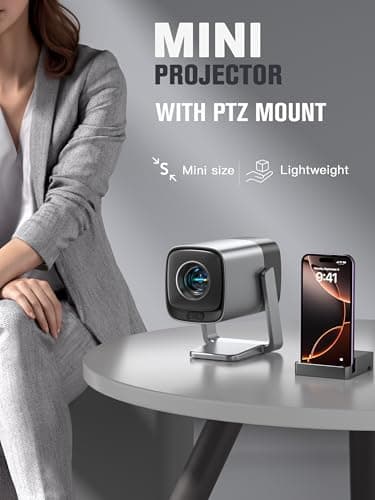 [Compatible with Netflix & TOF Real-time Focus] Mini Projector with WiFi and Bluetooth, XuanPad Silver Smart Projector 4K Support, Dolby Audio & Keystone, 210° Rotatable Stand for Home 7