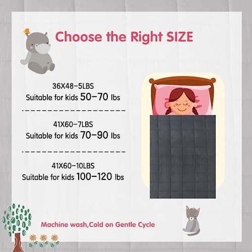 yescool Weighted Blanket (7 lbs, 41" x 60", Grey) Cooling Heavy Blanket for Sleeping Perfect for 60-90 lbs, Breathable Blanket with Premium Glass Bead, Machine Washable 6