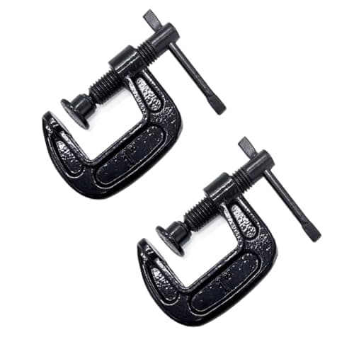 1-Inch C-Clamp Set, Heavy-Duty Cast Iron C-Clamps with 0.8-Inch Throat for Woodworking, Welding, and Building(2Pcs)