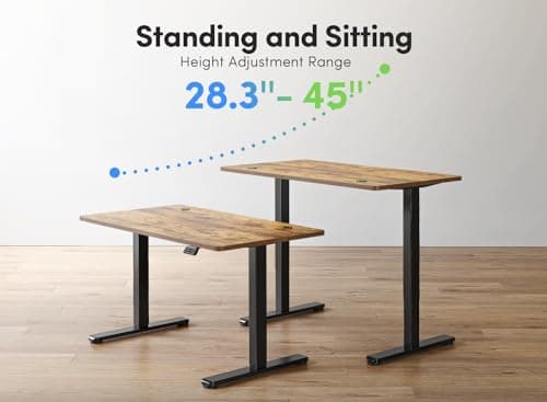 FEZIBO Electric Standing Desk, 60 x 24 Inches Height Adjustable Stand up Desk, Sit Stand Home Office Desk, Computer Desk, Rustic Brown 8