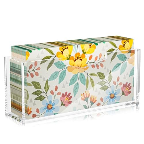 HELPLEX Clear Acrylic Guest Towel & Napkin Holder - Waterproof Splash-Proof Vertical Design for Bathroom, Kitchen, Dining Table - Home Hotel Office Organizer (1-Pack)​