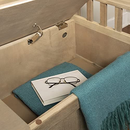 Linon Frankie Natural Wood Washed Storage Bench 6