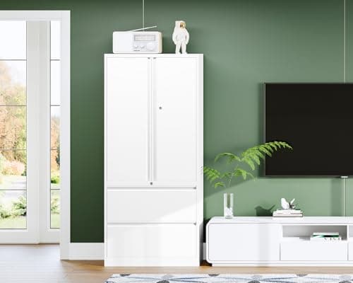 Letaya Metal Storage Cabinets for Home Office,File Cabinet-2 Drawers with Lock and Adjustable Shelves-Hang Legal/Letter/A4/F4 Size Filing-White 8