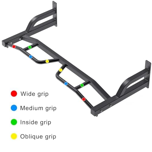 Kipika 48" Ceiling Mounted Pull Up Bar, Heavy Duty Multi-Grip Chin Up Bar,Mounted Pullup Bar, Adjustable Height, Pull Up Bands for Chin Ups & Body Stretching, Ideal for Home Gym and Strength Training (48" Wall Mounted Pull Up Bar) 5