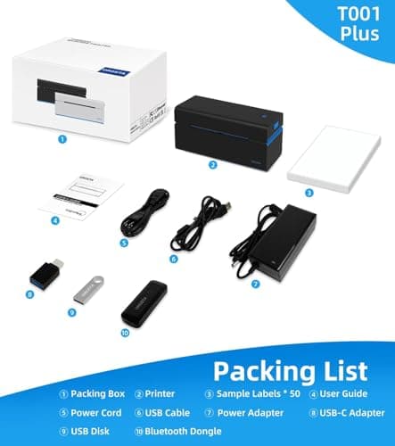 ORGSTA Bluetooth Shipping Label Printer T001-Plus Wireless 4x6 Thermal Label Printer for Small Business Support Android iPhone & Windows Widely Used for Amazon, Ebay, Shopify, Etsy, USPS 9
