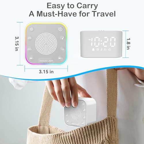 Wkzay White Noise Sound Machine: 30 Non-Looping Sleep Sound Therapy for Adults - Noise Canceling for Bedroom, Adjustable Night Light & Timer, Built-in Alarm Clock 8