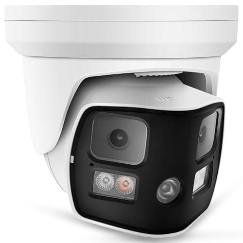 Real HD 8MP 4K Dual Lens Poe IP Security Camera 180 Degree Panoramic Wide Angle, Full Color Night Vision, H.265, IP66, NDAA Compliant