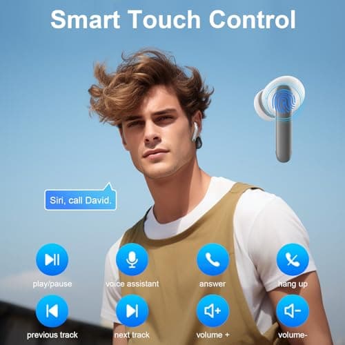 Wireless Earbuds for Samsung Galaxy S26 S25 Ultra, Bluetooth 5.3 Headphones Bass Stereo Noise Canceling Ear Buds with Mic LED Display, IPX7 Waterproof in Ear Earphones for Phone Laptop Sports Workout 7