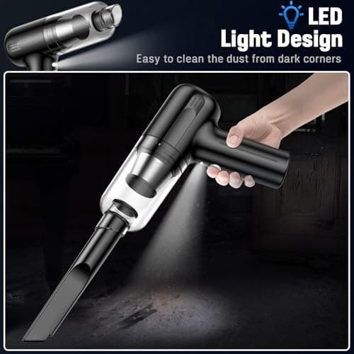 Lovyi Mini Car Vacuum Cleaner, Handheld Vacuum Cordless,2 in 1 Rechargeable Vacuum Cleaner & Blower,Small Car Vacuum with 6000Pa Suction Power,Air Duster Hand Held Vacuum,Portable Vacuum for Car Home 5