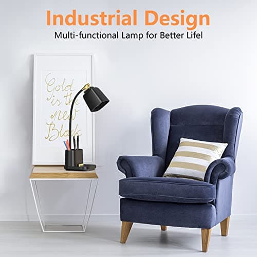 GONDSILY LED Desk Lamp with USB Charging Port Touch Control 3 Color Modes, Stepless Dimming,Eye-Caring LED Table Lamp for Home,Office,Bedroom,Reading,Work,Study,Gooseneck Lamp, 5V, 2.4A 6