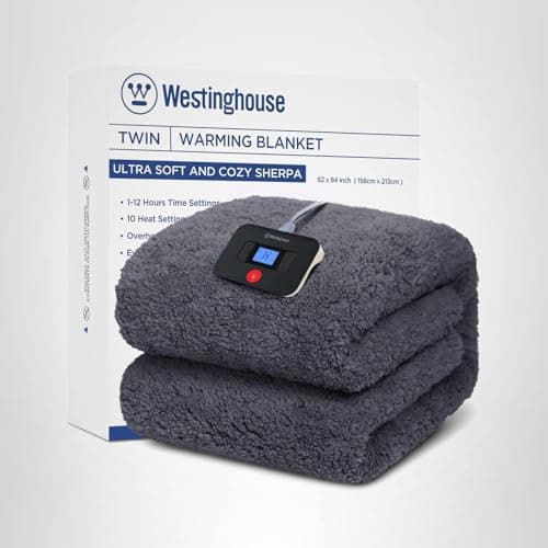 Westinghouse Electric Blanket Twin Size, Soft Plush Sherpa Heated Blanket with 10 Heating Levels & 1-12 Hours Auto-Off, Machine Washable, 62x84 inches, Darkgrey 7
