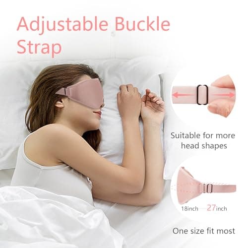 Sleep Mask 3D Eye Mask for Sleeping 100% Light Blocking Eye Covers with Adjustable Strap Night Blindfold for Women Memory Foam Pink 5