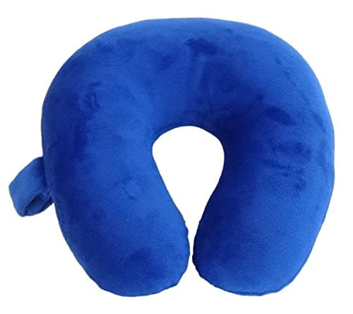 Wolf Essentials Kids Travel Neck Pillow - Cozy Soft Microfiber, Compact Design for Airplane, Car Seat, or Toddler Travel Support – Blue