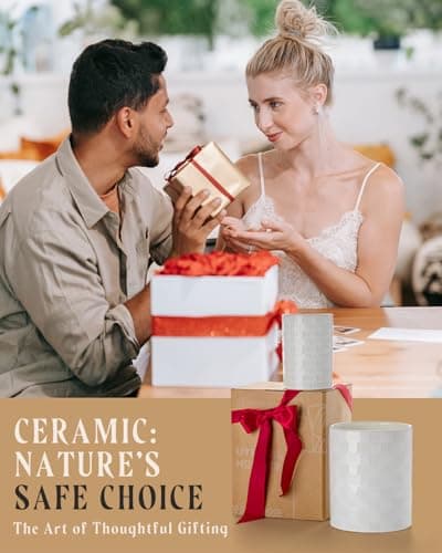 Nucookery Utensil Holder, Extra Large Ceramic Utensil Crock for Kitchen Counter, Stable Spatula & Flatware Organizer, Farmhouse Embossed Kitchen Decor, Set of 2 (Checkered) 8