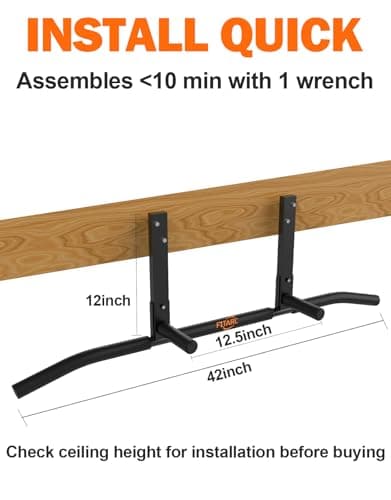 Fitarc Joist Mount Pull Up Bar, Chin Up Bar Ceiling Mount, Heavy Duty, Workout for Home Gym, 42 in Wide -Patent Pending 6