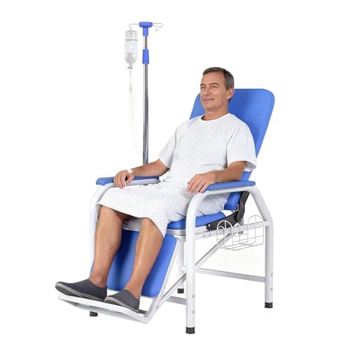 Adjustable IV Infusion Chairs, Lay Flat Medical Recliner Chairs, Hospital Nursing Chair, Waiting Room Comfortable Padded Seat, Load Capacity 330 lbs