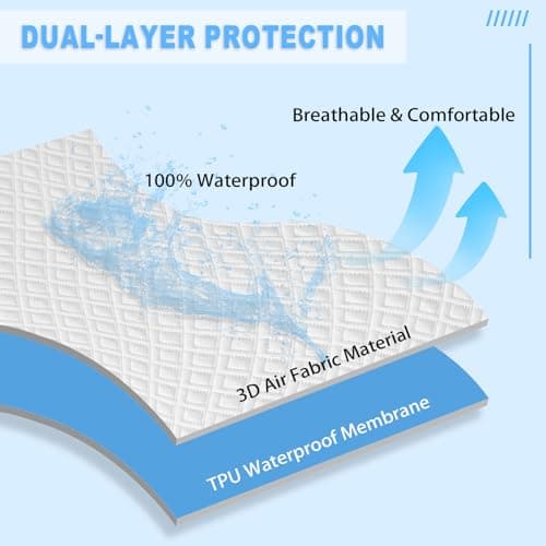 BALEINE Waterproof Mattress Protector, Breathable 3D Air Fabric Cooling Smooth Soft Washable Mattress Cover with 8''-21'' Deep Pocket (Twin) 5