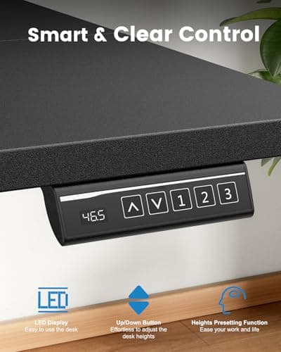 Zelimon Electric Standing Desk 55" Adjustable Height Sit to Stand Desk Modern Height Adjustable Base with Memory Controller Student Black Desk 7