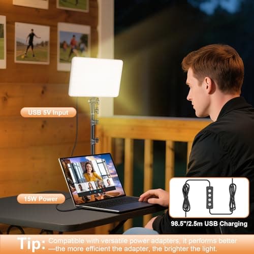 1-Pack LED Video Lighting Kit, Anautin 15W/1700Lux Photography Lighting with Tripod Stand, 2500-8500K Dimmable Streaming Light for Video Recording, Gaming, Podcast, Barber, Salon, TikTok, YouTube 6