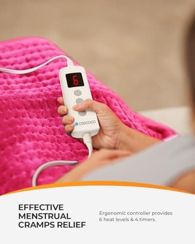 Pink Heating Pad for Period Cramps, CooCoCo FSA Wearables Large Heated Pad, HSA Store Eligible Menstrual Heat Pad, Cute Hot Pad for Back Pain Relief, College Dorm Essentials for Girls 6