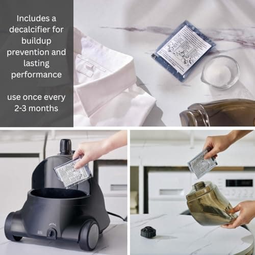 SALAV GS18-DJ Standing Garment Steamer with Roll Wheels for Easy Movement, 1.8L Water Tank for 1 Hour Continuous Steaming, Adjustable Pole for Storage, Includes Descaler Packet, 1500 watts 6