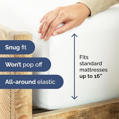 Queen 400 Thread Count Cotton Fitted Sheet - Hotel Quality 100% Cotton - Soft and Wrinkle Free - Deep Pockets - Fits Mattress Perfectly with No Pop-Off Elastic - One Fitted Bottom Sheet Only - White 6