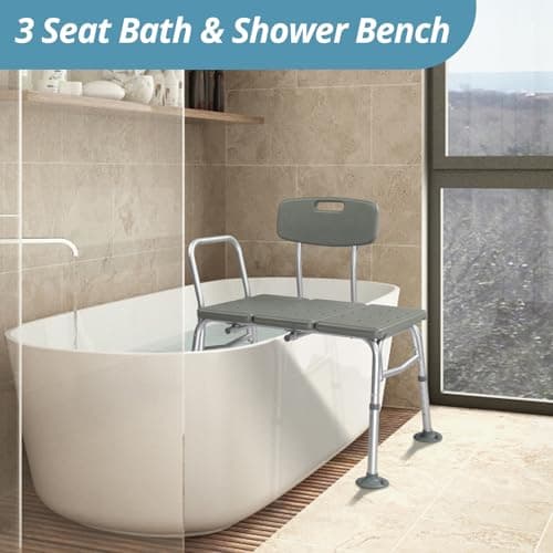 Winado Tub Transfer Bench for Bathtub with Backrest & Armrest, Supports up to 330 lbs Aluminium Alloy Bath Chair, Gray 6