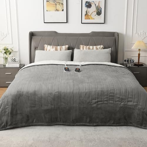 WOOMER Heated Blanket, King Size 90"x 100" Soft Flannel Fast Heating Blanket with Multi-Color Option, 10 Heating Levels & 0.5-12H Auto Off, Over-Heat Protection 6