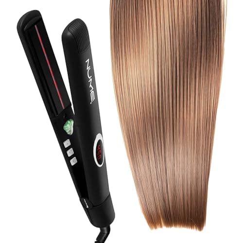 NuMe Megastar Hair Straightener Tourmaline Flat Iron–1 Inch Floating Plates with Negative Ion Booster, Infrared Light Strip, Ideal for All Hair Types – Ultra-Smooth and Shiny Results.