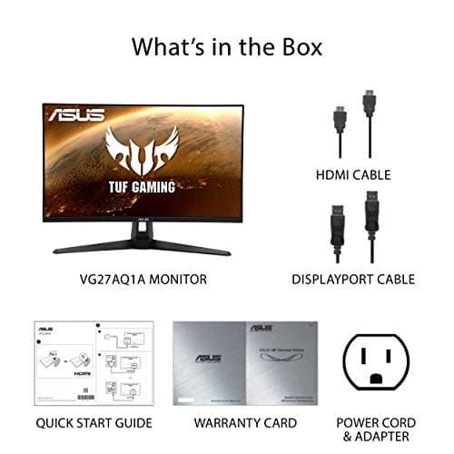 ASUS TUF Gaming 27" 2K HDR Monitor (VG27AQ1A) - QHD (2560 x 1440), IPS, 170Hz (Supports 144Hz), 1ms, Extreme Low Motion Blur, Speaker, G-SYNC Compatible, VESA Mountable, DisplayPort, HDMI 7
