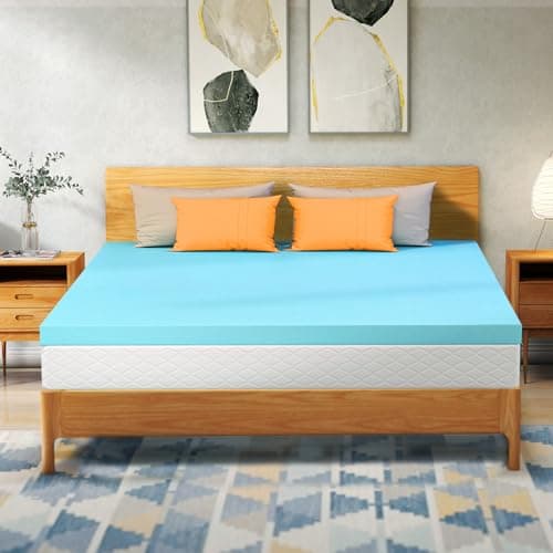 VALUXE Queen Mattress Topper 3 Inch Cooling Gel Memory Foam, CertiPUR-US Certified Topper & Pad for Back Pain Relief, Soft Breathable Bedding with Pressure Relief (Blue) 7