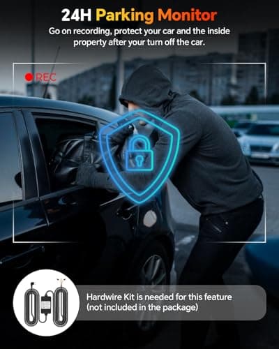 Kussla Dash Cam Front and Rear Inside, 1080P 3 Channel Dash Camera for Cars with 64GB Card, Super Night Vision Dashcam, Car Camera with Loop Recording, G-Sensor, WDR, 24H Parking Monitor 6