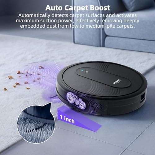 MONSGA Robot Vacuum Cleaner, 3000Pa Powerful Suction Robotic Vacuum, 3.2" Super-Slim, 140Min Runtime, Vacuum Robot for Hard Floor/Low Pile Carpet/Pet Hair, Remote/App/Voice Control, Schedule Clean 8