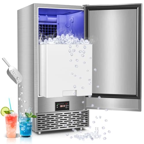 RAPSUAR Under Counter Ice Maker, Ice Maker Machine Commercial, 120Lbs/24H with 35lbs Storage Bin, 40Pcs Cubes in 10Mins, Built in Ice Machine for Home Office Commercial
